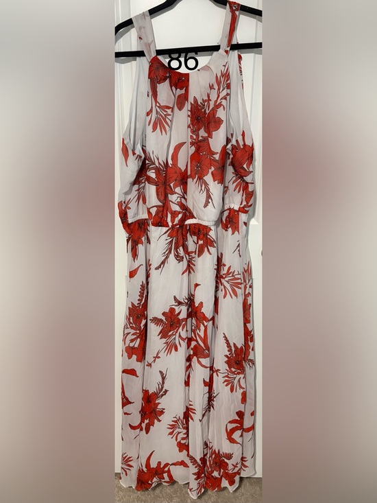 Lane Bryant Dresses & Skirts - Lane Bryant White Maxi Dress with Red Floral Print